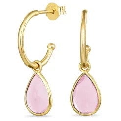12 mm rosa krystal creoler i forgyldt sølv