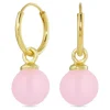 12 mm rosa krystal creoler i forgyldt sølv
