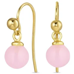 8 mm rosa krystal ørekroge i forgyldt sølv