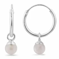12 mm rosa kvarts creoler i sølv