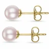 6 mm rosa perleøreringe i 9 karat guld