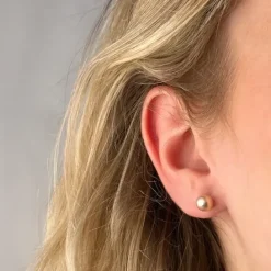 6,5 mm rosa perleøreringe i 14 karat guld