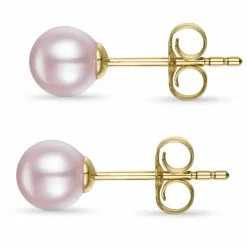 5,5 mm rosa perleøreringe i 9 karat guld