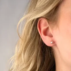 5,5 mm rosa perleøreringe i 14 karat guld