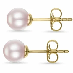 6 mm rosa perleøreringe i 14 karat guld
