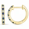 13 mm safir creoler i 14 karat guld med diamant og safir