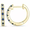 14 mm safir creoler i 14 karat guld med safir og diamant