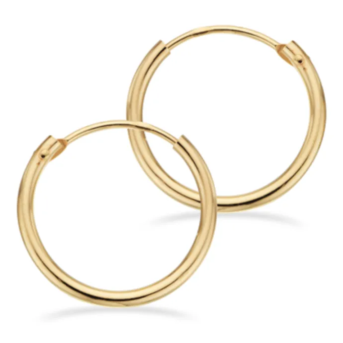 15 mm Scrouples creoler i 14 karat guld