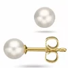5 mm scrouples perle øreringe i 8 karat guld