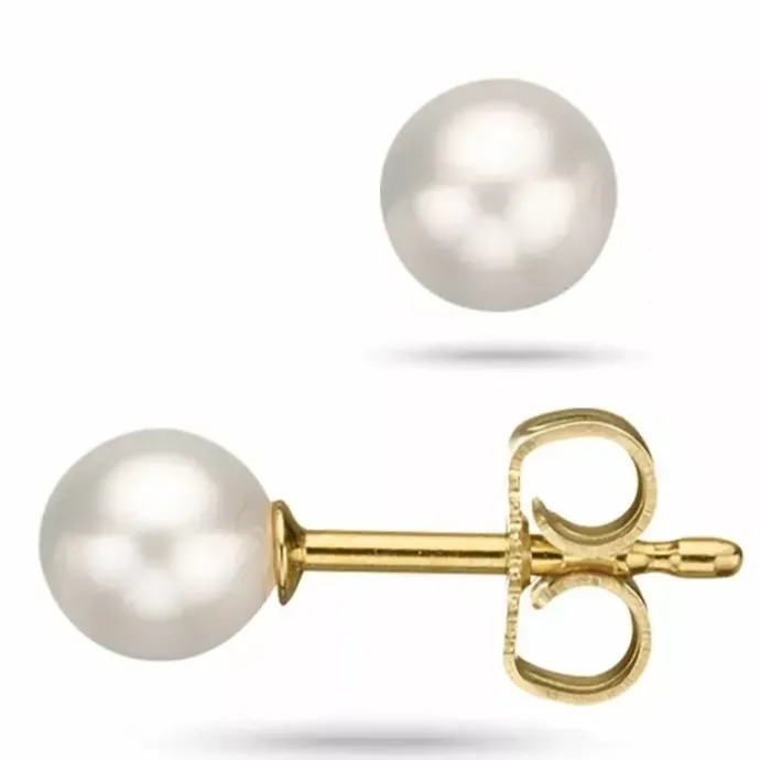 5 mm scrouples perle øreringe i 8 karat guld