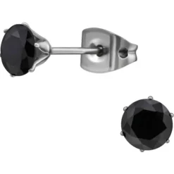 5 mm sorte zirkon ørestikker i titanium