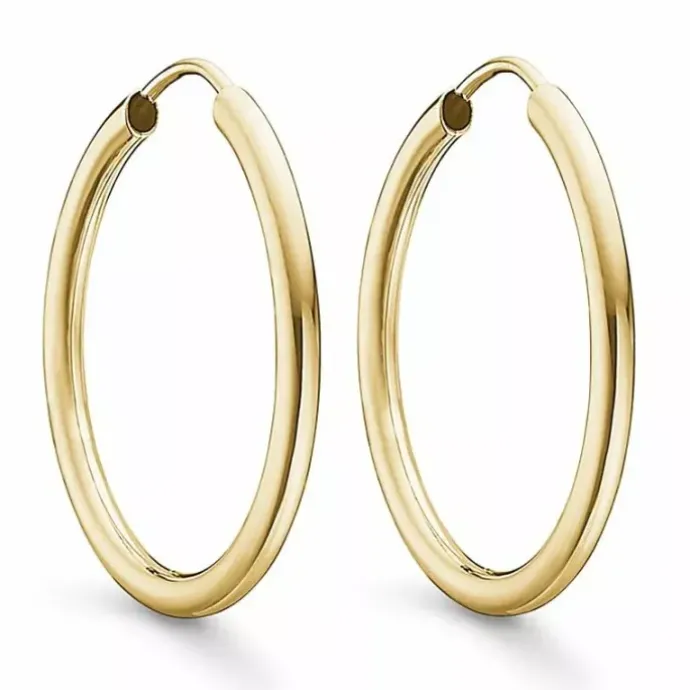 25 mm støvring design creoler i 14 karat guld