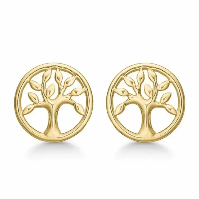 7,5 mm Støvring Design livets træ øreringe i 8 karat guld
