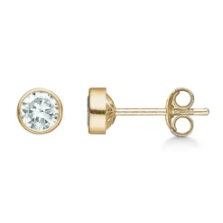 5 mm støvring design øreringe i 14 karat guld hvide zirkoner