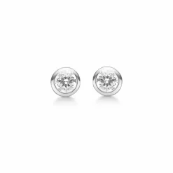 6 mm Støvring Design rund øreringe i sølv hvid zirkon