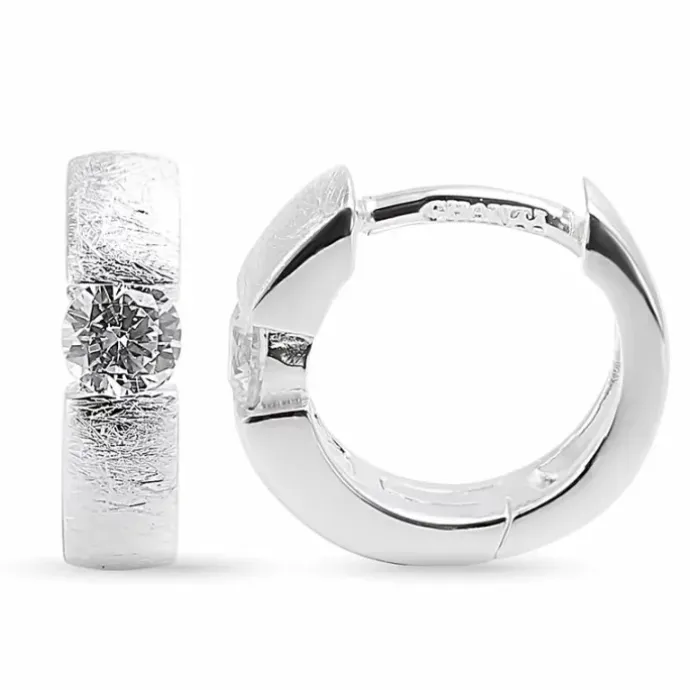 12 mm zirkon creoler i sølv