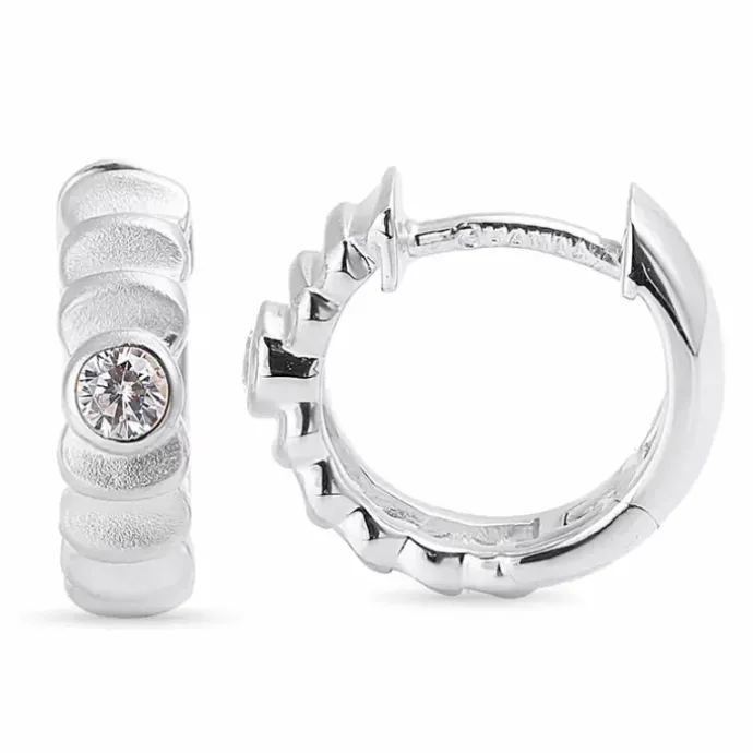 12 mm zirkon creoler i sølv