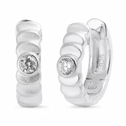 12 mm zirkon creoler i sølv