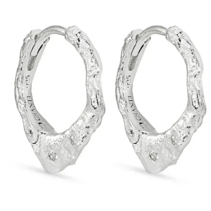 13 mm zirkon creoler i sølv