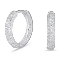 14 mm zirkon creoler i sølv
