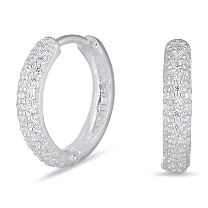 14 mm zirkon creoler i sølv