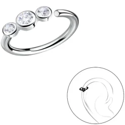 11 mm zirkon helix piercing i sølv