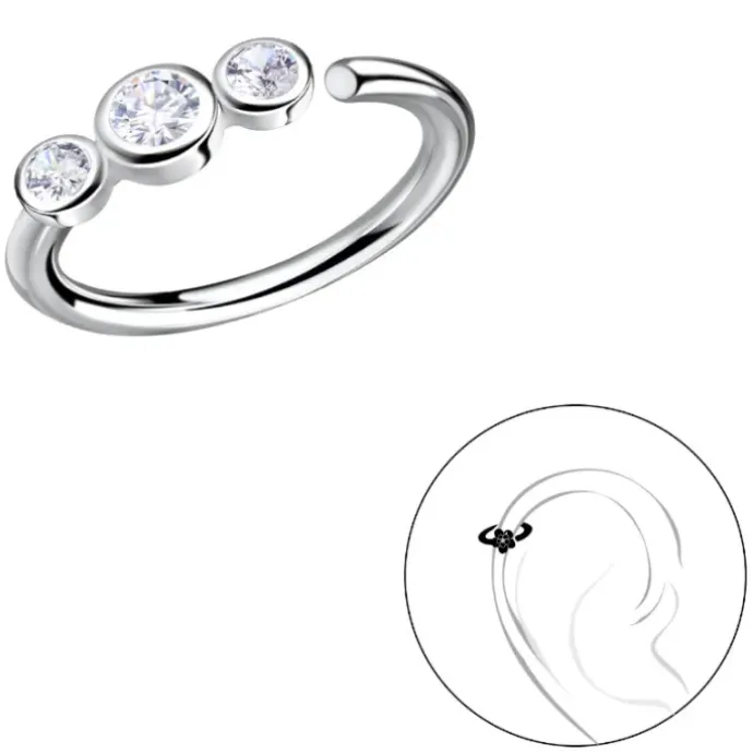 11 mm zirkon helix piercing i sølv
