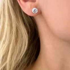 7 mm zirkon øreringe i sølv