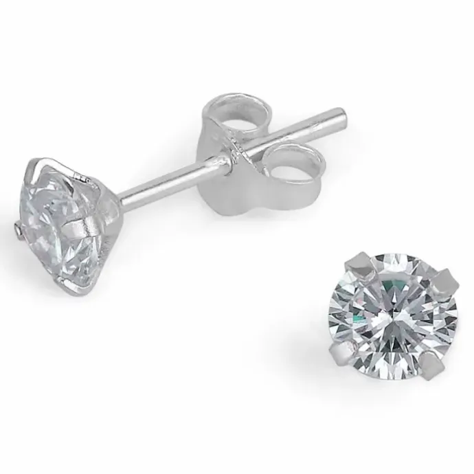 6 mm zirkon øreringe i sølv