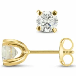5 mm zirkon ørestikker i 9 karat guld med zirkon