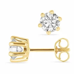 6 mm zirkon ørestikker i 8 karat guld