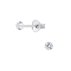 4 mm zirkon ørestikker i sølv