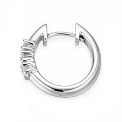 1/2 par 16 mm diamant creoler i 14 karat hvidguld med diamant