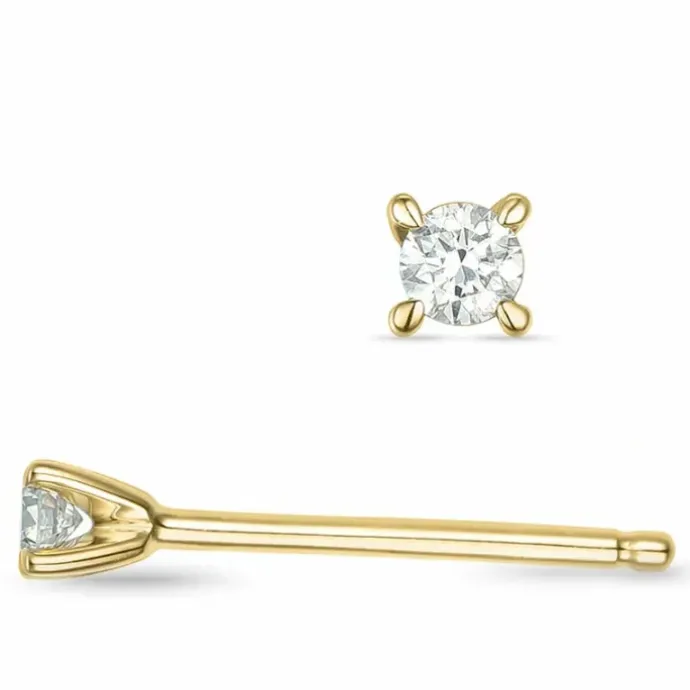 2 x 0,03 ct brillantøreringe i 14 karat guld med diamant