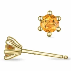 2 x 0,25 ct citrin solitaireørestikker i 14 karat guld med citrin