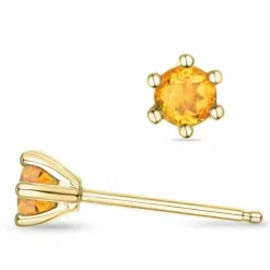 2 x 0,19 ct citrin solitaireørestikker i 9 karat guld med citrin