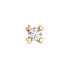 1 x 0,10 ct diamant solitaireørestik i 14 karat guld med diamant