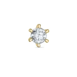 1 x 0,15 ct diamant solitaireørestik i 14 karat guld med diamant