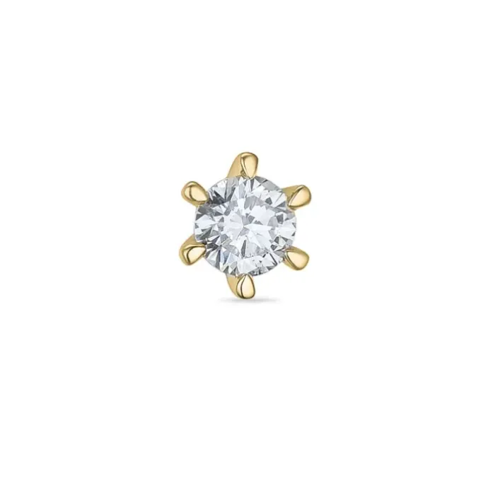 1 x 0,15 ct diamant solitaireørestik i 14 karat guld med diamant
