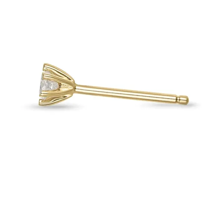 1 x 0,08 ct diamant solitaireørestik i 14 karat guld med diamant