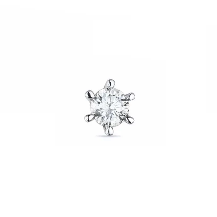 1 x 0,06 ct diamant solitaireørestik i 14 karat hvidguld med diamant