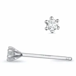 2 x 0,05 ct diamant solitaireørestikker i 14 karat hvidguld med diamant
