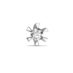 1 x 0,06 ct diamant solitaireørestik i 14 karat hvidguld med diamant
