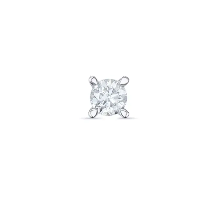 1 x 0,08 ct diamant solitaireørestik i 14 karat hvidguld med diamant