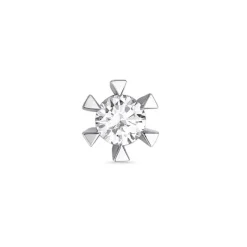 1 x 0,15 ct diamant solitaireørestik i 14 karat hvidguld med diamant