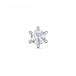 1 x 0,07 ct diamant solitaireørestik i 14 karat hvidguld med diamant