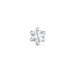 1 x 0,06 ct diamant solitaireørestik i 14 karat hvidguld med diamant