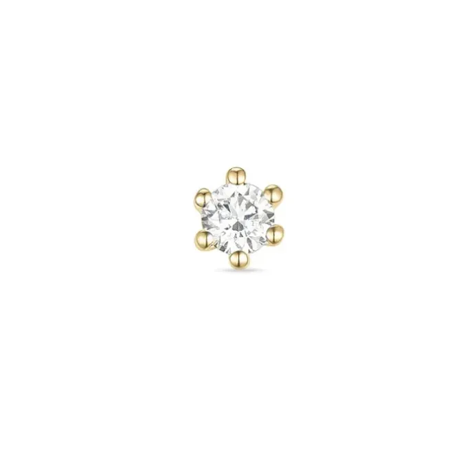1 x 0,08 ct diamant solitaireørestik i 14 karat guld med diamant