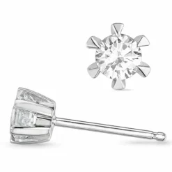 2 x 0,20 ct diamant solitaireørestikker i 14 karat hvidguld med diamant