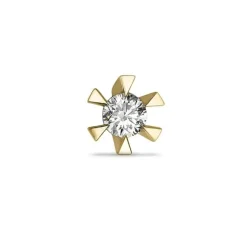 1 x 0,06 ct diamant solitaireørestik i 14 karat guld med diamant